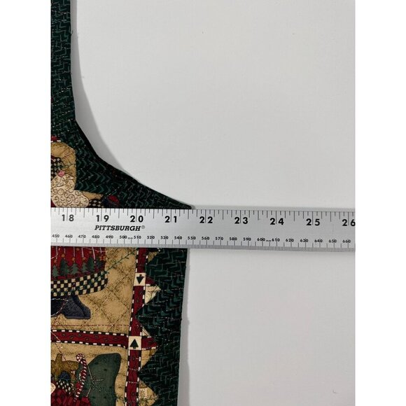 Handmade Reversible Women's Ugly Christmas Vest Folk Santa/Poinsettias Cotton XL - Picture 8 of 16